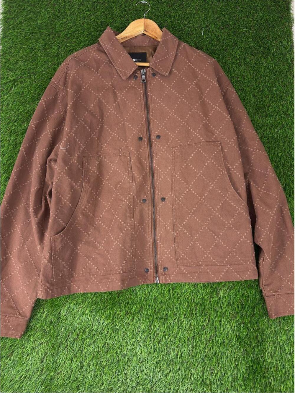 Fashion nova men Brown quilted workwear jacket